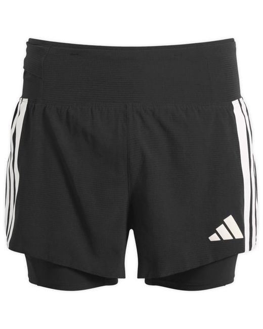 Adidas Originals Black Adizero Running 2-In-1 Gel Pocket Shorts for men