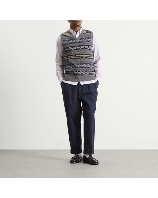Beams Plus Blue 2 Pleat Chino for men