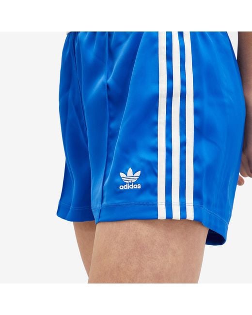 Adidas Blue 3 Stripe Satin Short