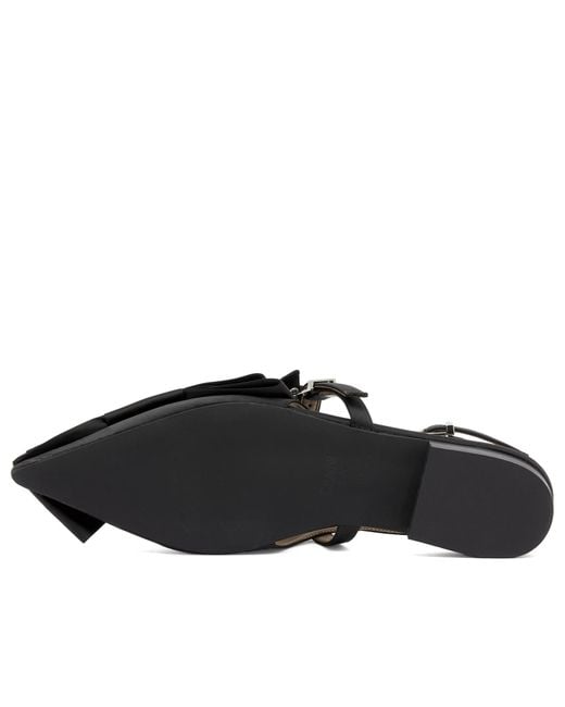 Ganni Black Big Bow Slingback Ballerina