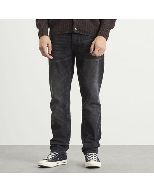 Nudie Jeans Gray Solid Ollie Straight Leg Jeans for men