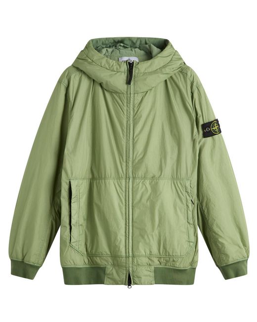 Stone Island Green Crinkle Reps Nylon Hooded Primaloft Jacket for men