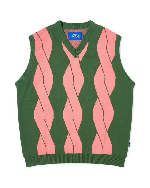 AWAKE NY Green Cable Sweater Vest for men