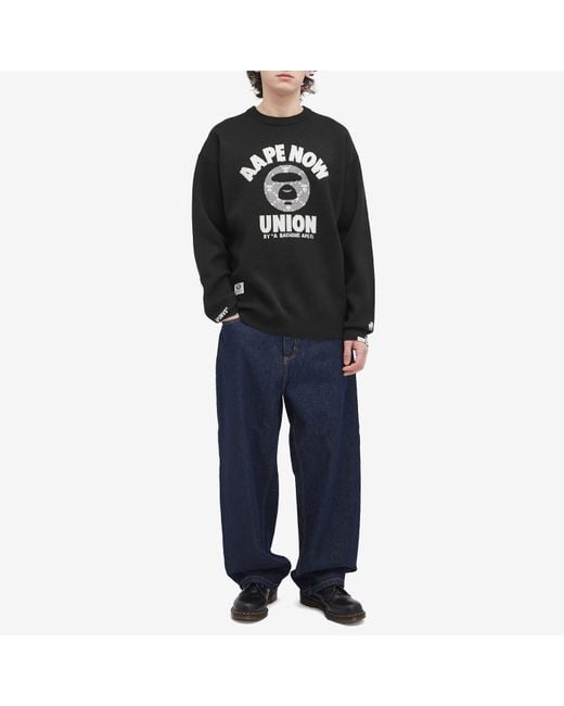 Aape By A Bathing Ape Black Aape Union Monogram Knit Sweater for men