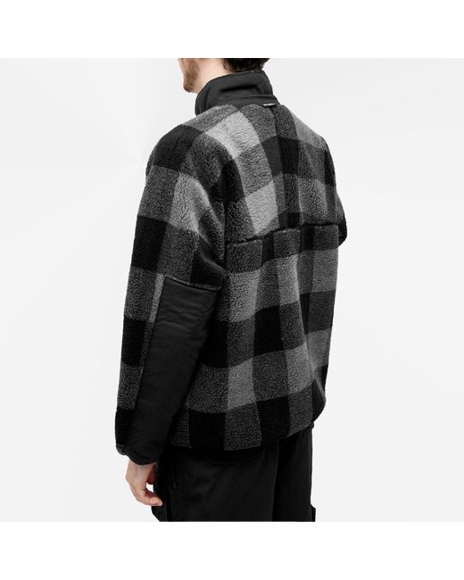 and wander Check Boa Jacket in Black for Men | Lyst UK
