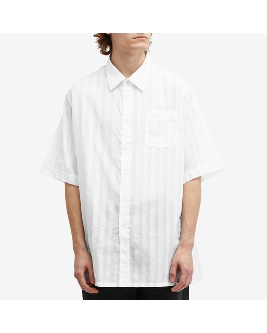 Givenchy White Voile Stripe Short Sleeve Shirt for men