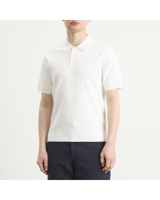 Wax London White Naples Retro Diamond Knit Polo for men