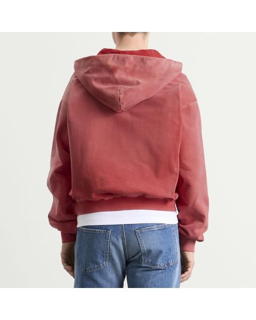 Maison Margiela Red Vintage Washed Shrunked Hoodie for men