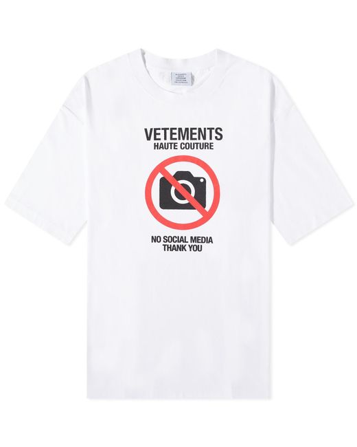 Vetements White No Social Media Couture T-shirt