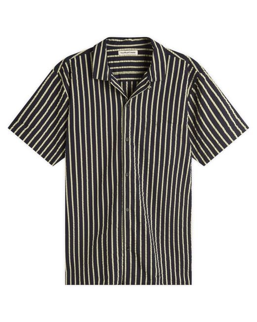 YMC Black Malick Seersucker Stripe Vacation Shirt for men