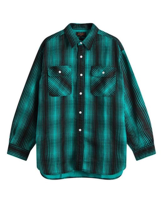Beams Plus Green Flannel Work Shirt for men