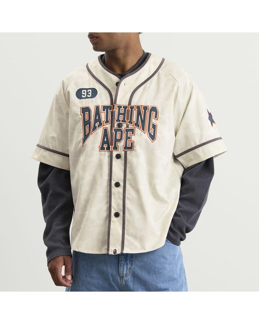 A Bathing Ape Natural Solid Camo Baseball Shirt for men
