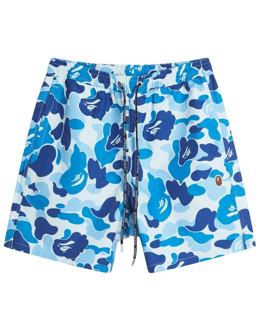 A Bathing Ape Blue Abc Camo One Point Relaxed Fit Water Shorts for men