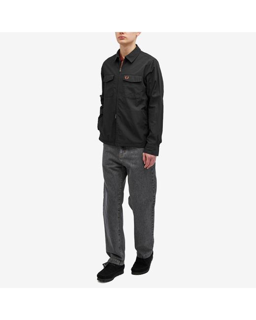 Fred Perry Black Zip Overshirt for men