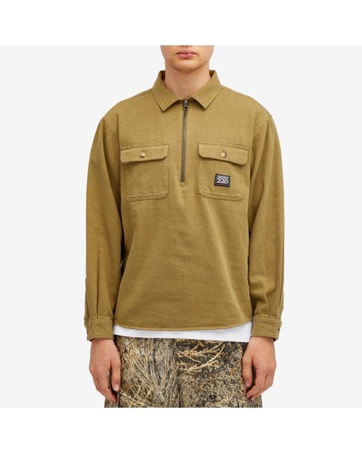 Thisisneverthat Green Quarter Zip Shirt for men