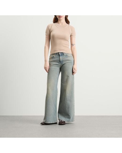 Acne Natural Kred Thin Ribs Layered T-Shirt