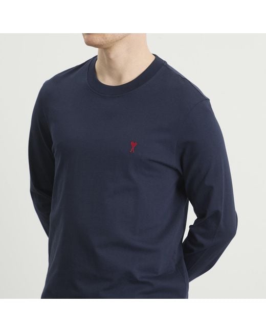 AMI Blue Ami De Coeur Long Sleeve T-Shirt for men