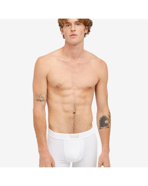 Skims White Cotton Boxer Brief 3" for men