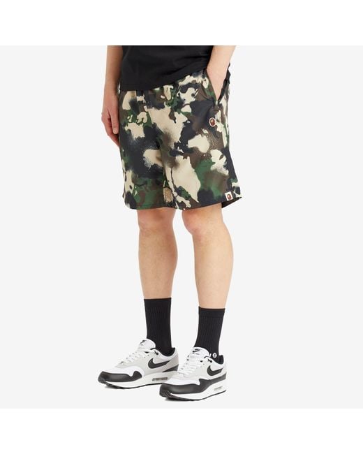A Bathing Ape Green Map Camo Regular Fit Beach Shorts for men