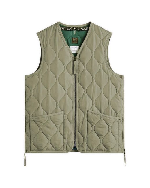 Taion Gray Military Zip V-Neck Down Vest for men