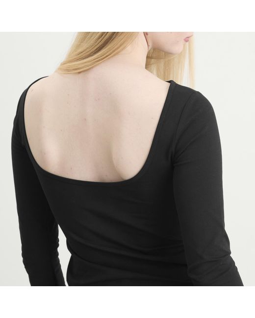St. Agni Black Soft Jersey Ballerina Top