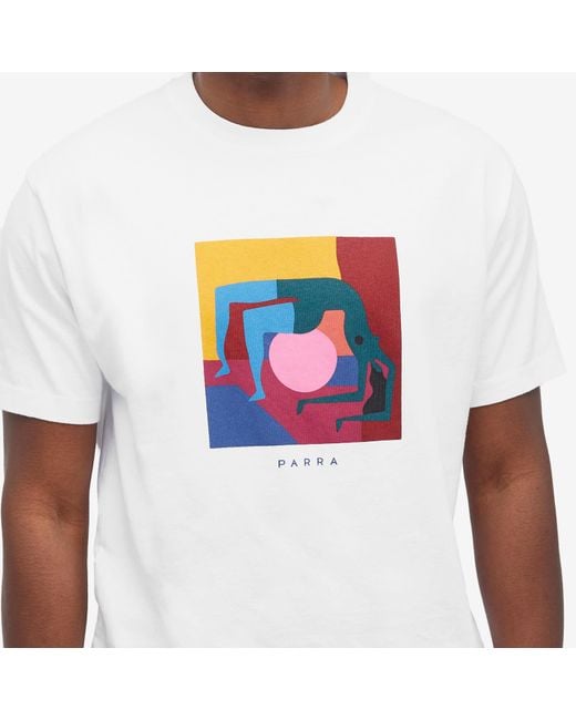 by Parra White Yoga Balled T-Shirt for men