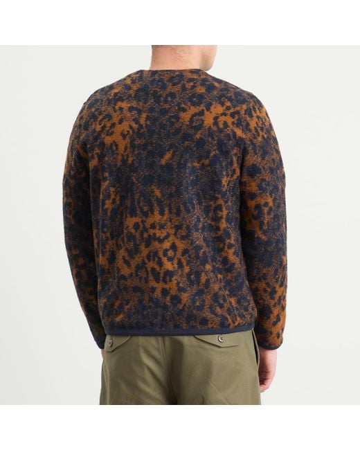Universal Works Brown Night Leopard Cardigan for men