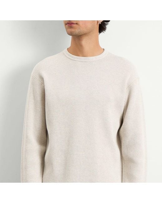 Beams Plus White Waffle Crew Neck Sweatshirt for men