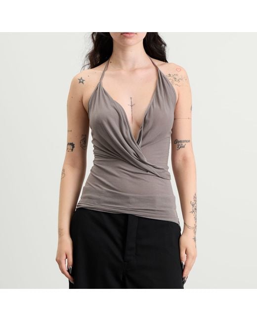 Rick Owens Gray Draped Open Back Top