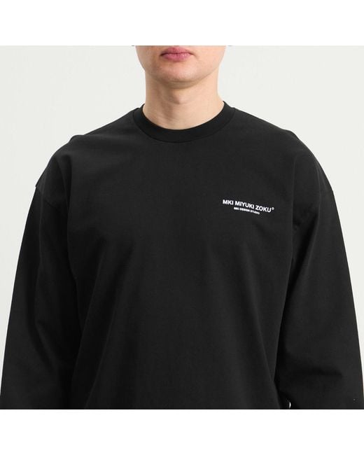 MKI Miyuki-Zoku Black Design Studio Long Sleeve T-Shirt for men