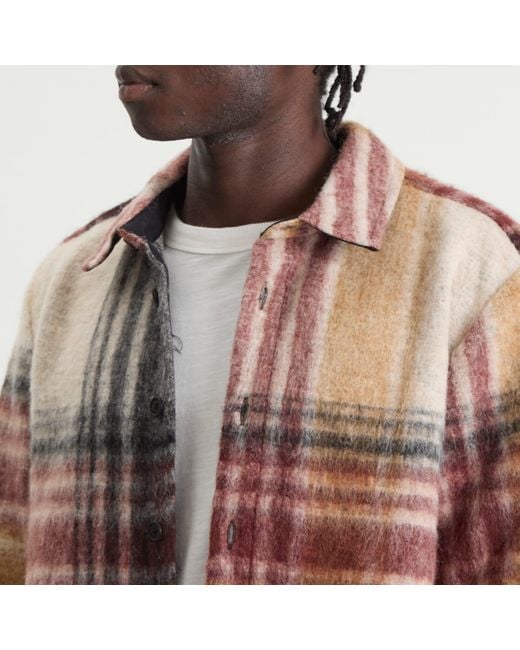 Wax London Brown Nolan Wool Blend Check Overshirt for men
