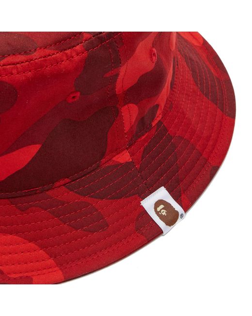 A Bathing Ape Red Color Camo Bucket Hat for men