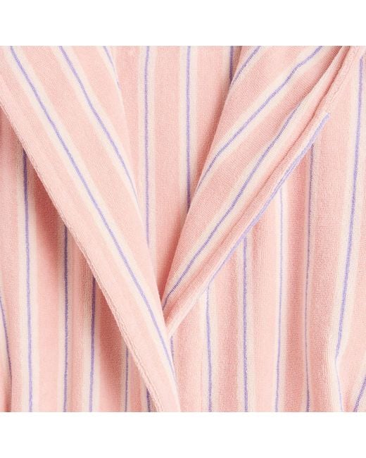 Tekla Pink Terry Hooded Bathrobe
