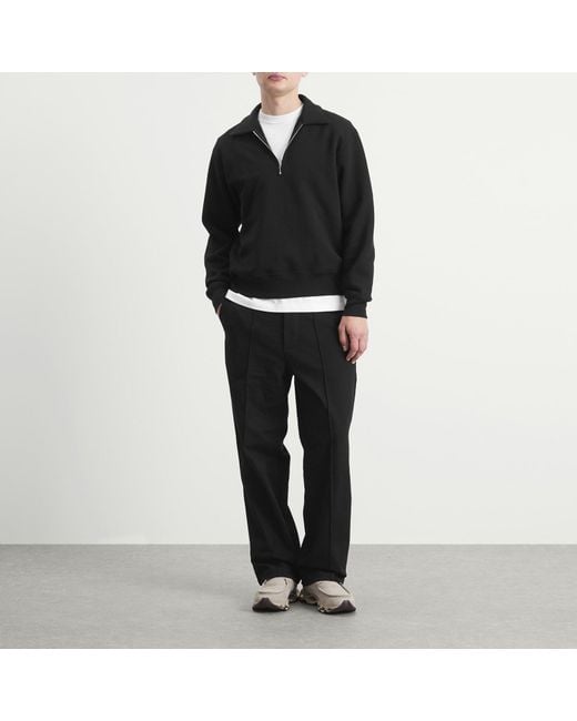 Lady White Co. Black Cotton Wool Quarter Zip Sweatshirt for men