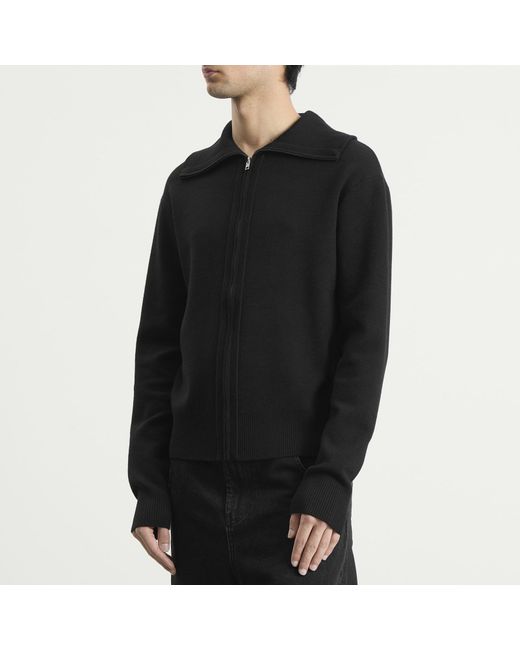 Entire studios Black Knit Zip Up Jacket for men