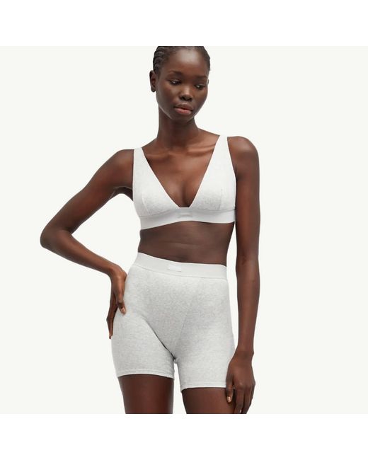 Skims Gray Cotton Rib Boxer
