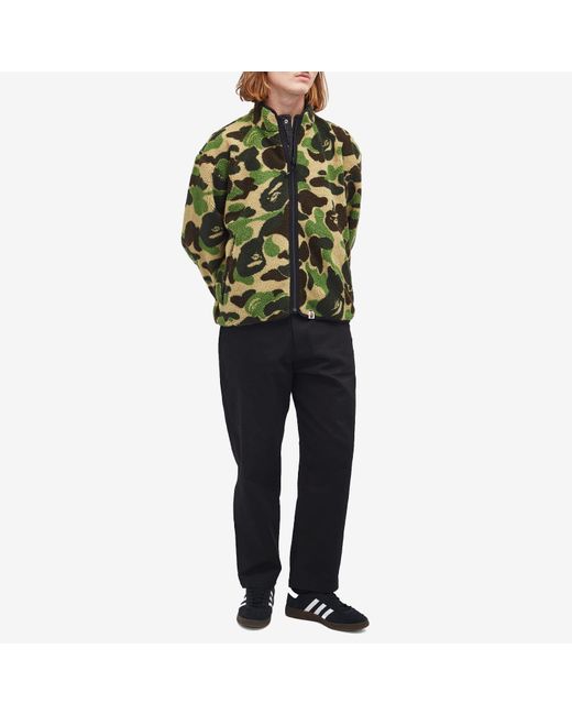 A Bathing Ape Green Abc Camo Boa Reversible Jacket for men