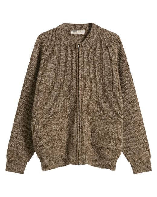 FRIZMWORKS Green Tweed Wool Deck Zip Cardigan for men