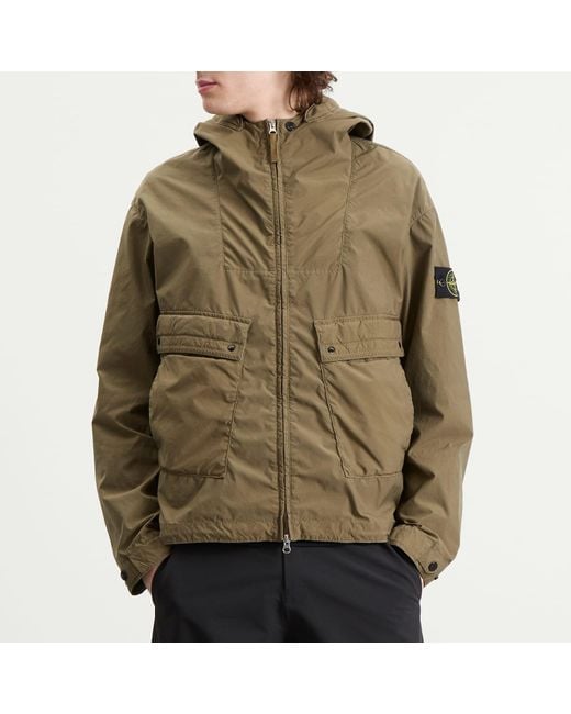 Stone Island Green Light Compact Touch Poly-Tc Hooded Jacket for men