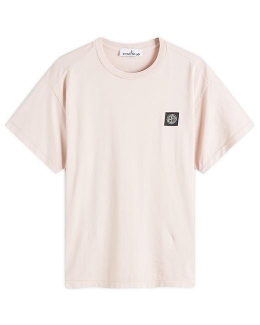 Stone Island Pink Patch Logo T-Shirt for men