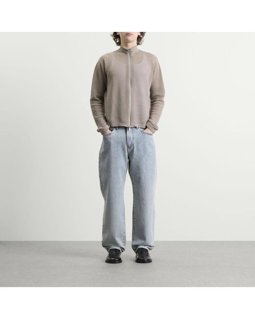MKI Miyuki-Zoku Gray Linen Loose Knit Track Jacket for men