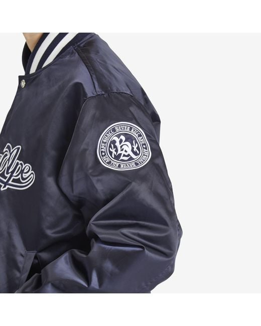 A Bathing Ape Blue Baseball Varsity Jacket for men