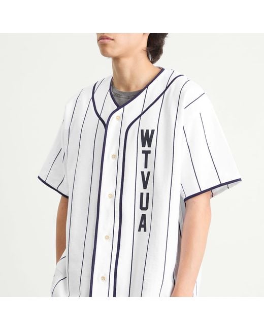 (w)taps Blue Stripe Baseball Shirt for men
