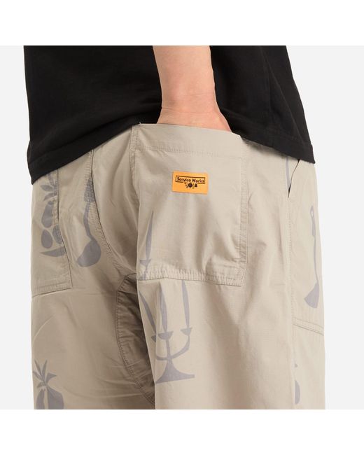 Service Works Natural Poplin Printed Chef Shorts for men
