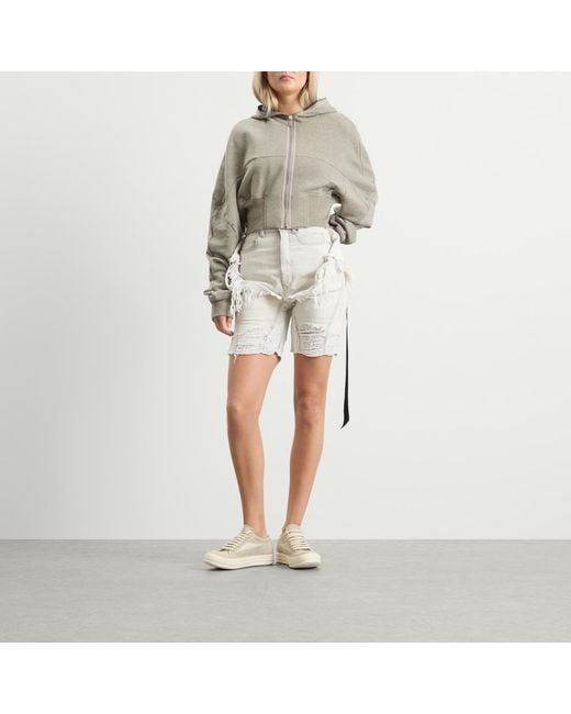 Rick Owens Natural Slivered Tight Cut Off Jean Shorts