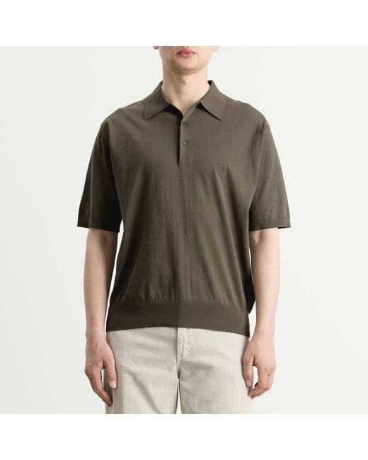 Auralee Brown Knitted Polo for men