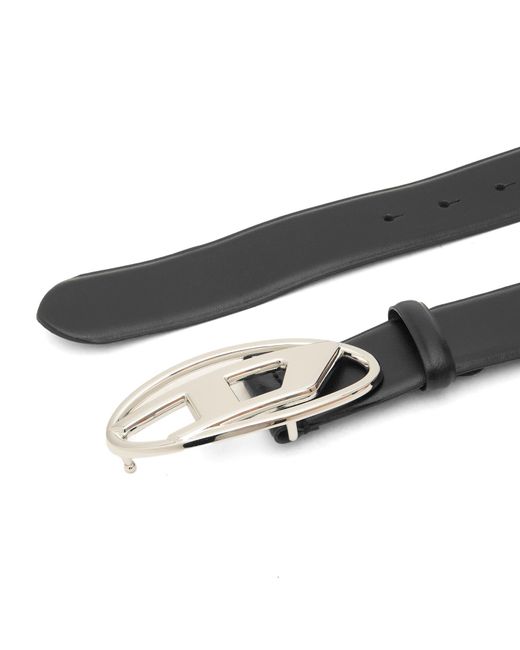 DIESEL Black Logo Buckle Leather Belt for men