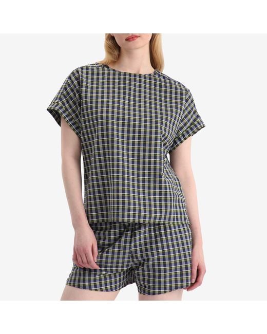 A.P.C. Black Malorie Check Short Sleeve Top