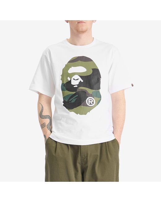 A Bathing Ape White Giant 1St Camo Big Ape Head Tee for men