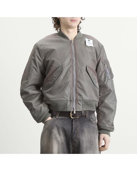 Acne Gray Nylon Bomber Jacket for men